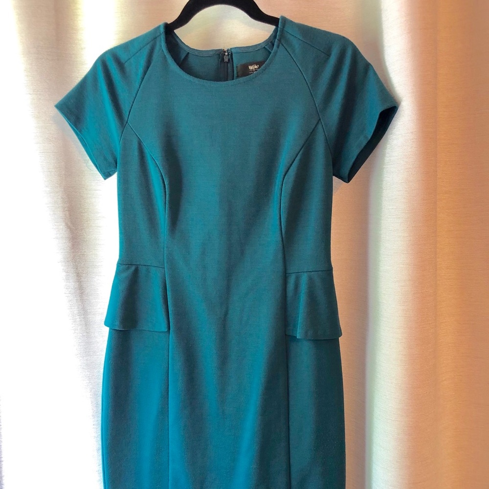 Mossimo teal shift dress with peplum detail